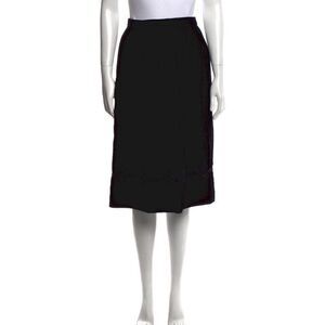 gloria sachs neiman marcus vintage solid black velvet knee length skirt 6 Small